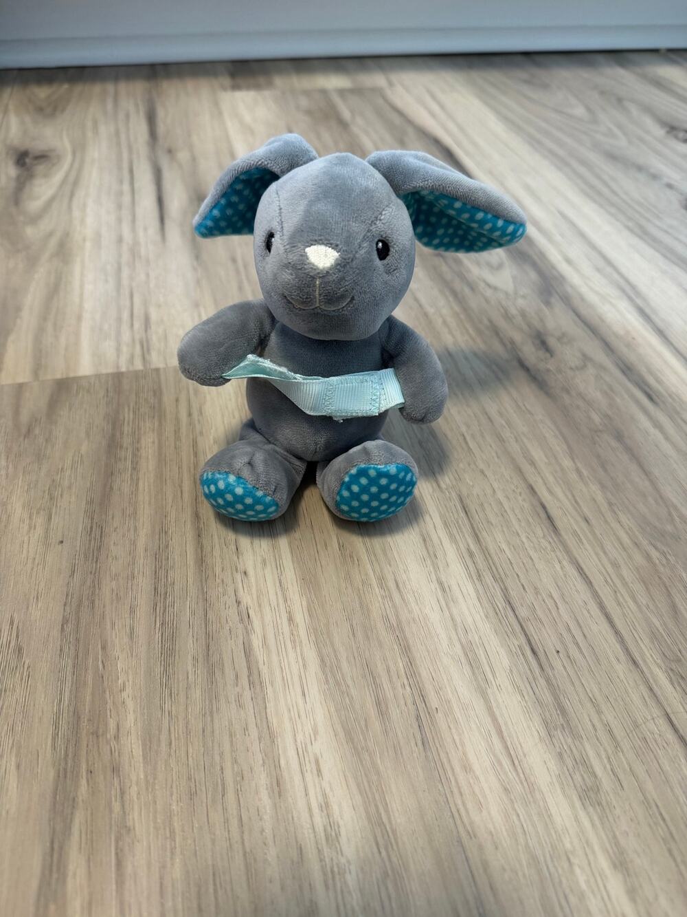 Dr Brown's Lovey Pacifier Holder Baby Bunny Grey Blue Polka Dot Plush Sensory